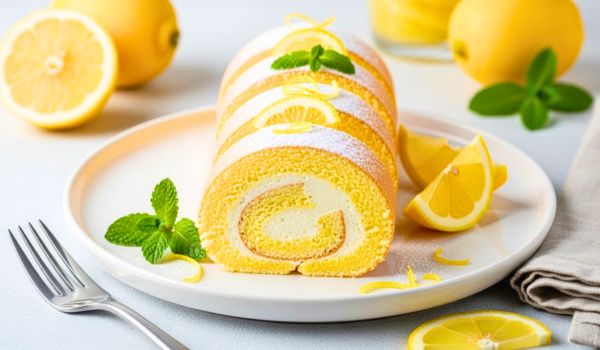Zesty Lemon Cream Roll Cake Recipe