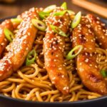 Sticky Garlic Chicken Noodles Recipe